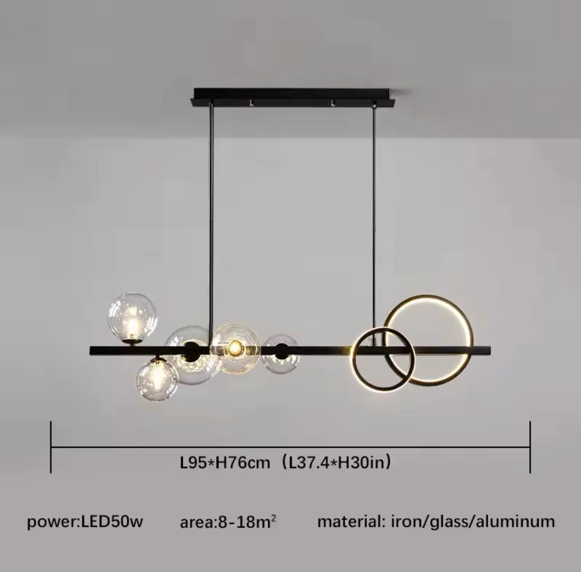 Modern Globe Glass Island Pendant Light Multi Light Metal