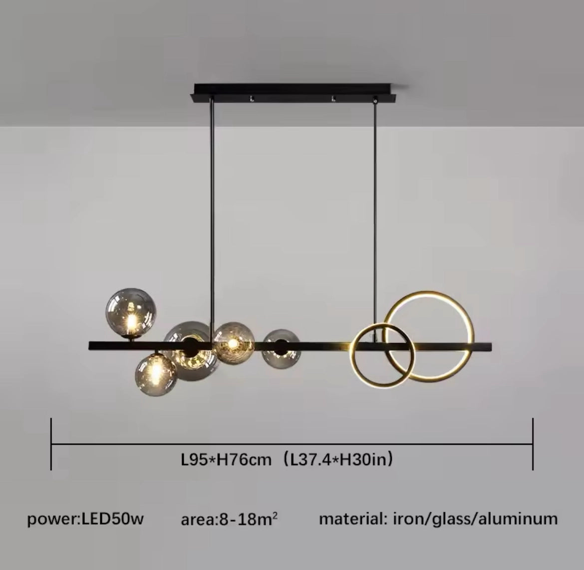 Modern Globe Glass Island Pendant Light Multi Light Metal