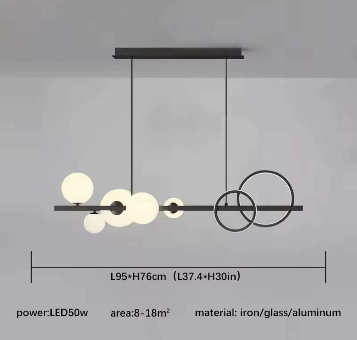 Modern Globe Glass Island Pendant Light Multi Light Metal