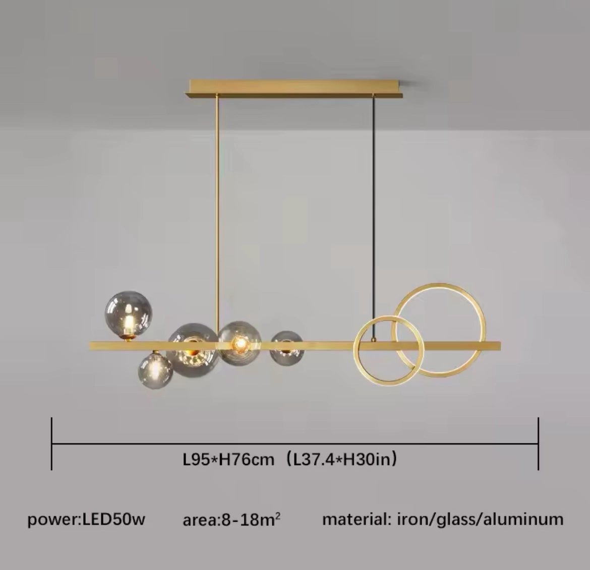 Modern Globe Glass Island Pendant Light Multi Light Metal