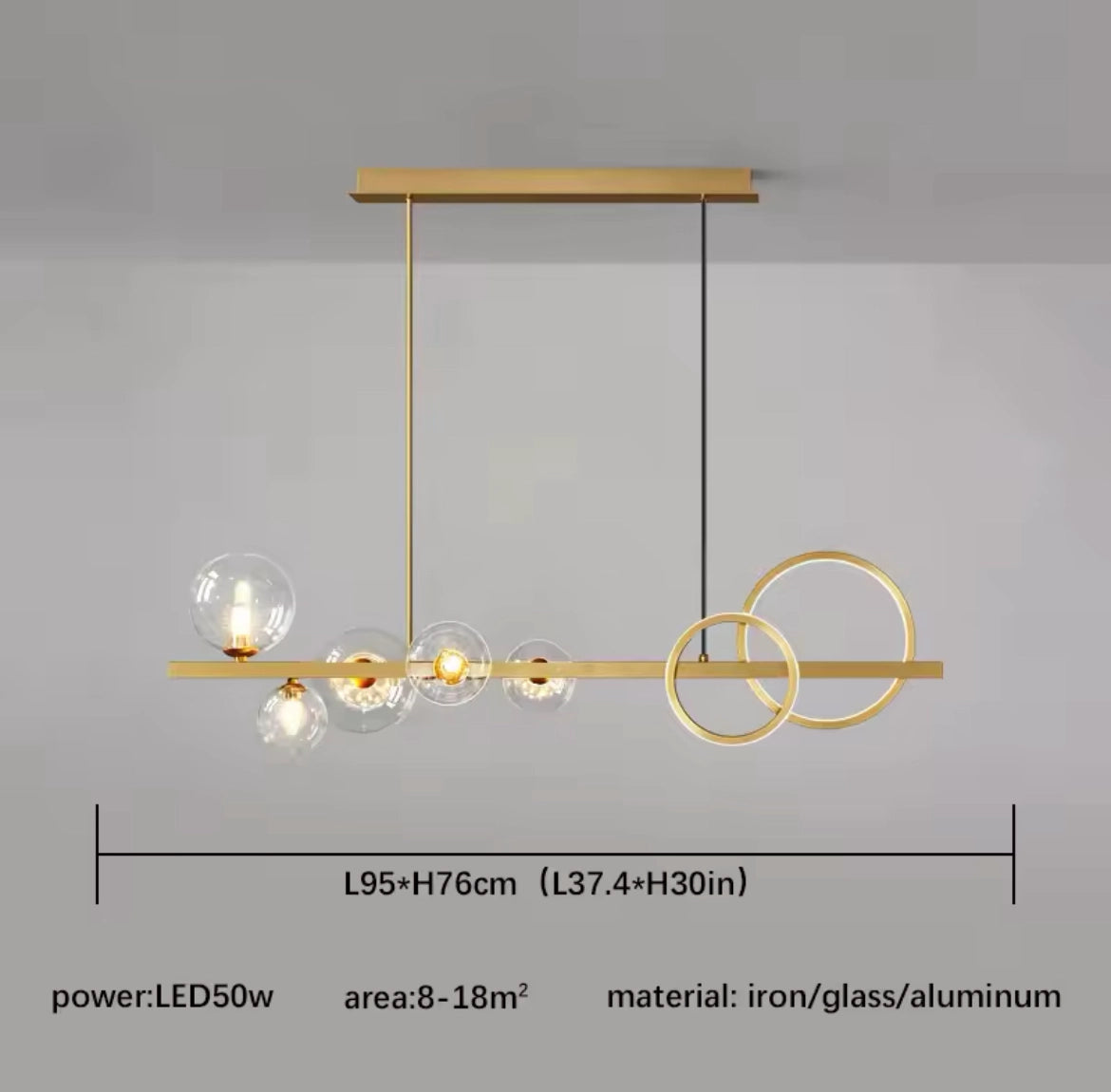Modern Globe Glass Island Pendant Light Multi Light Metal