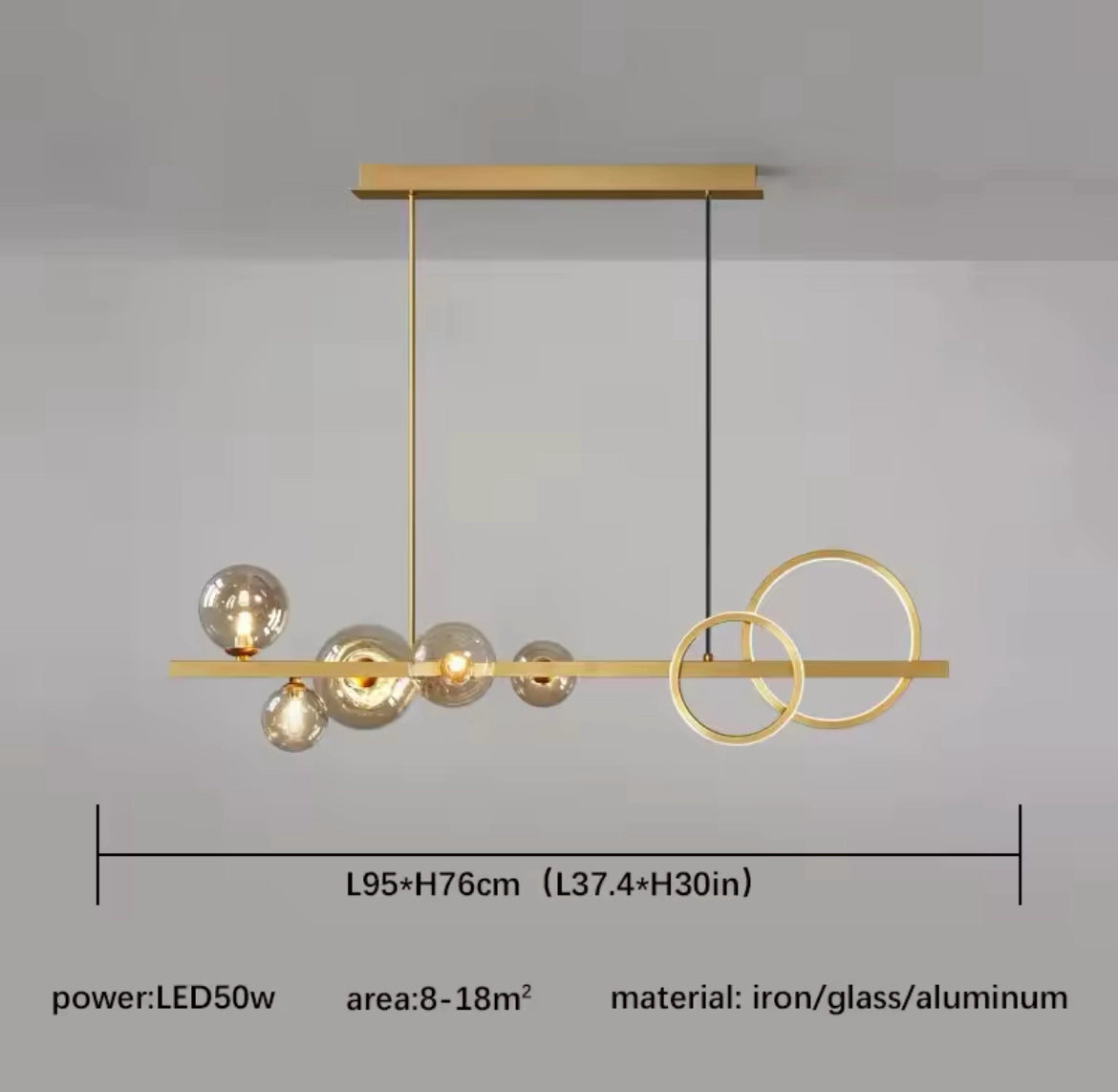 Modern Globe Glass Island Pendant Light Multi Light Metal