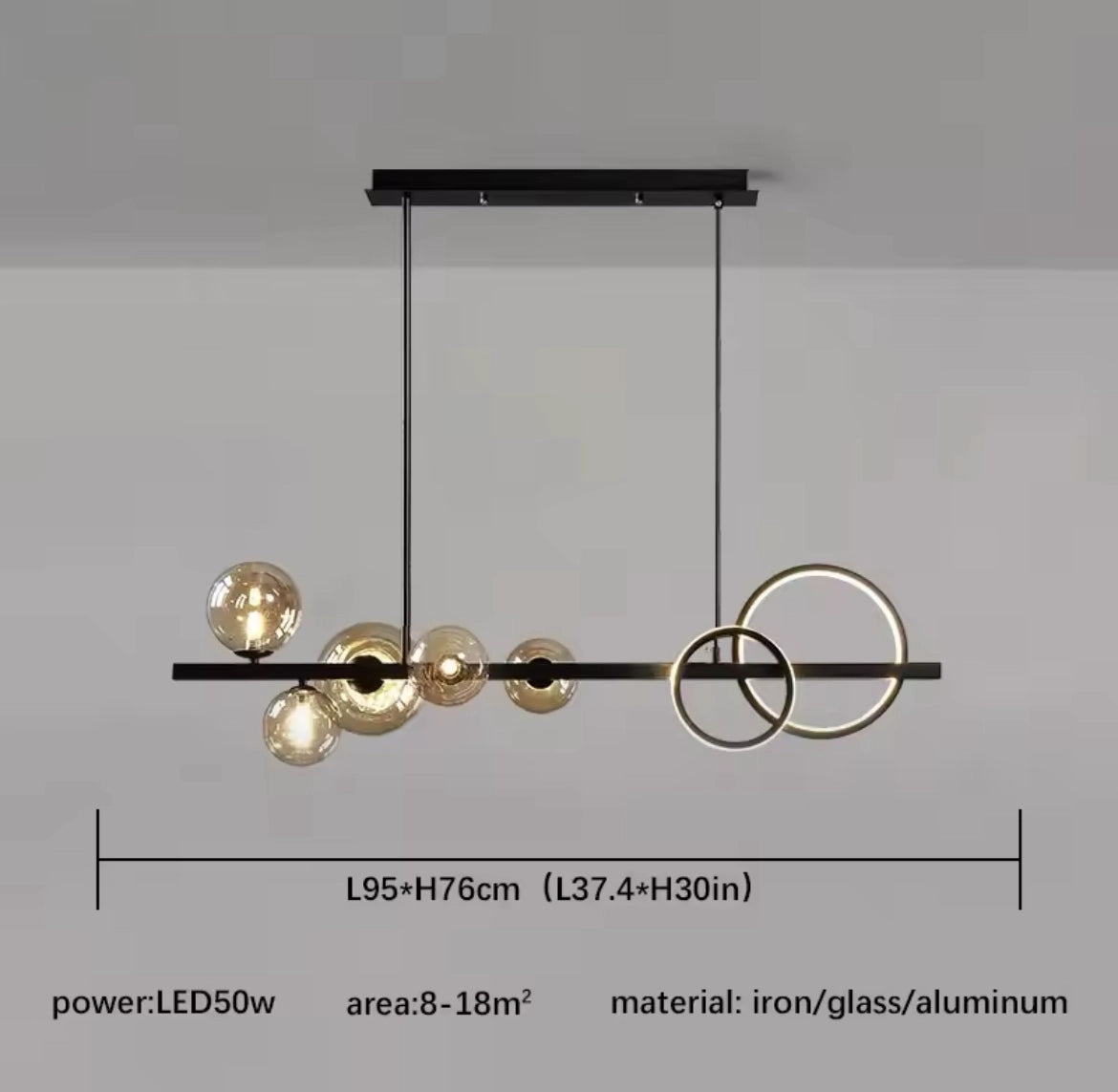 Modern Globe Glass Island Pendant Light Multi Light Metal
