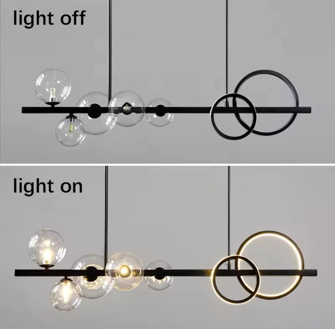 Modern Globe Glass Island Pendant Light Multi Light Metal