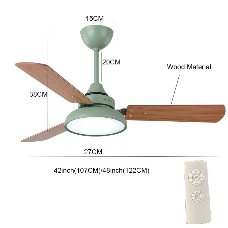 LED Modern style Wooden blades ceiling fan