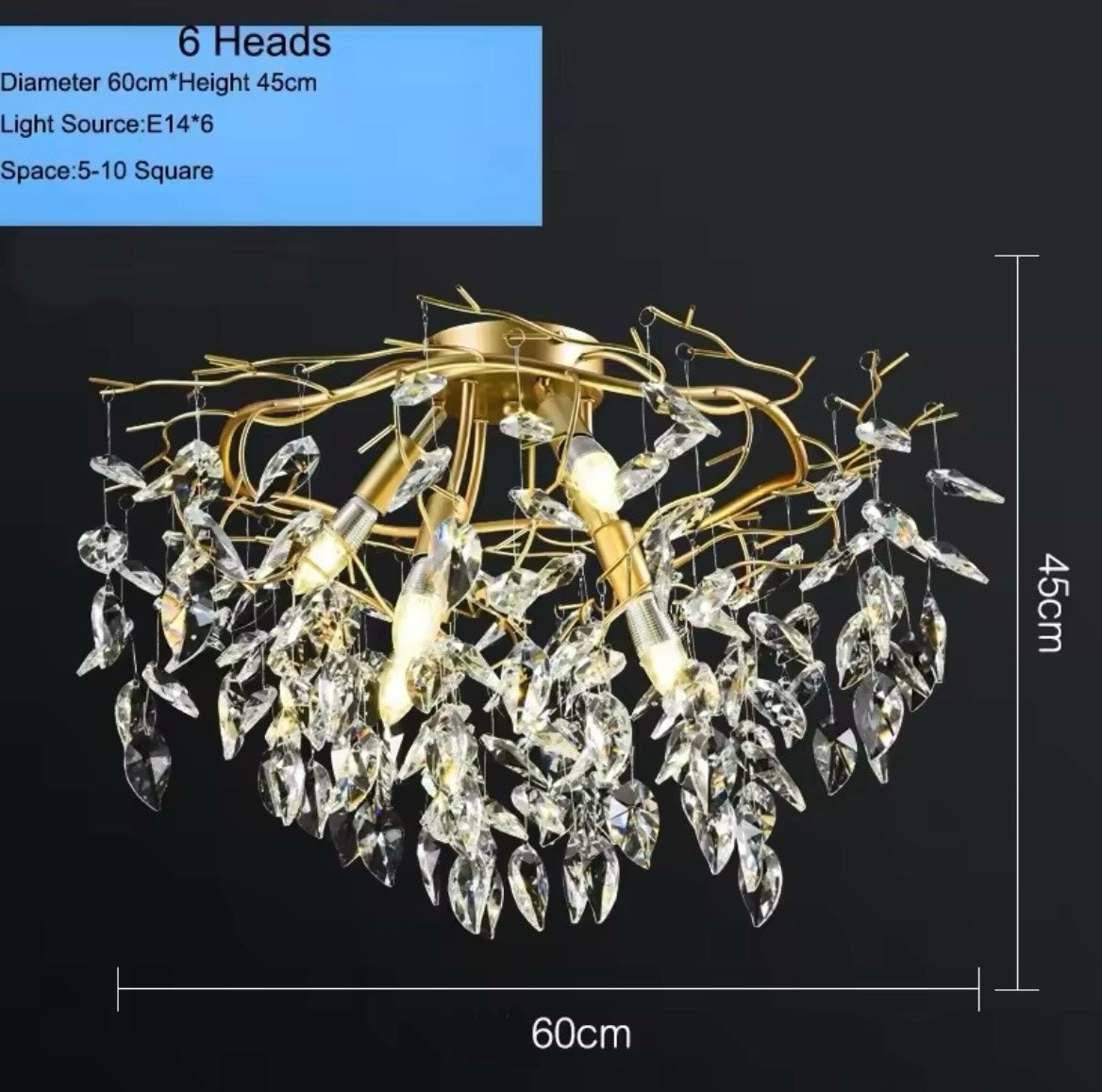 Copper art led large modern chandelier
