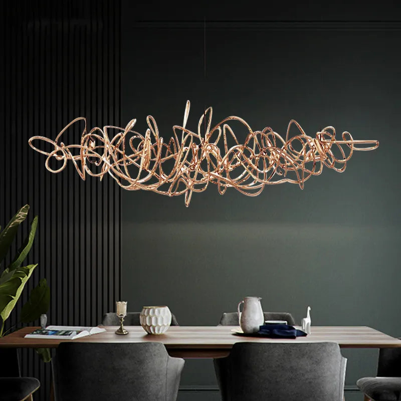 Lámpara LED de lujo postmoderna para decoración de restaurante, lámparas de escritorio frontales nórdicas, arte del hierro simple, candelabro de árbol para bar