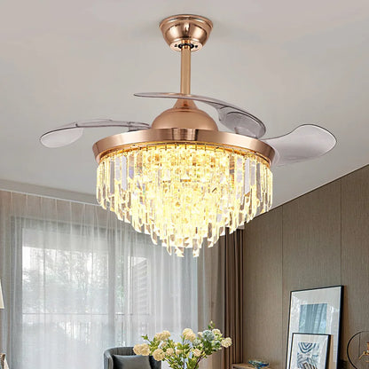 Retractable Crystal ceiling fan light