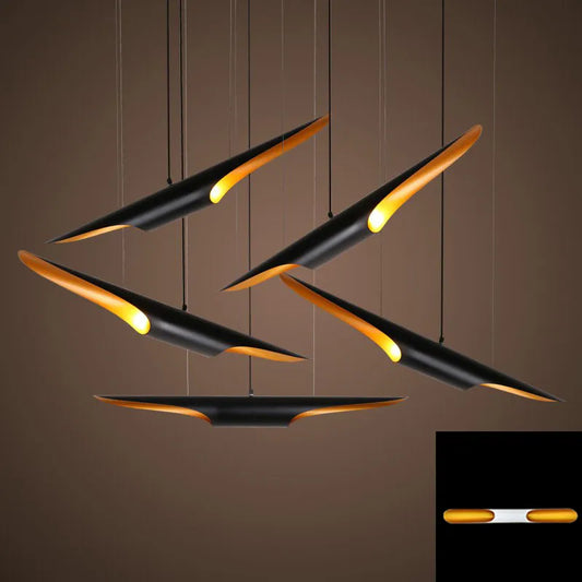 Delightful Coltrane modern loft LED gold black wing aluminum tube pendant light