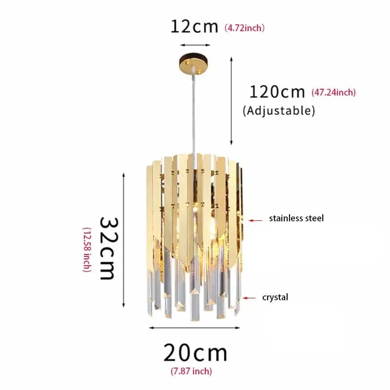Gold k9 Crystal Modern Led pendent light