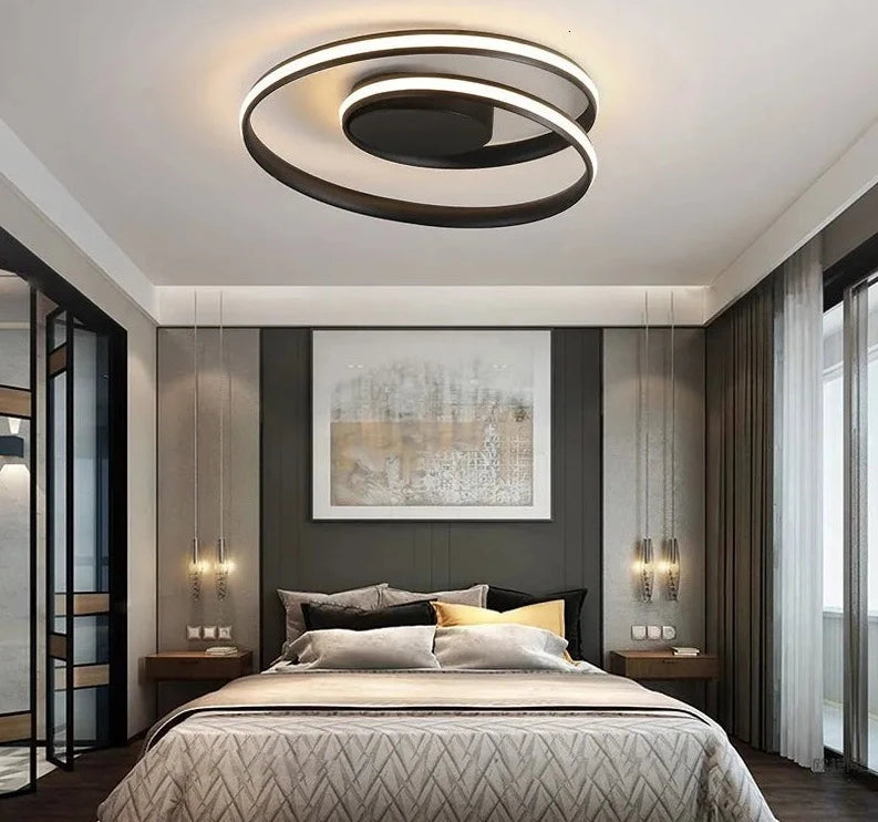 Candelabros modernos, lámpara LED para sala de estar, dormitorio, sala de estudio, luces montadas en superficie de color blanco y negro, lámpara decorativa AC85-265V