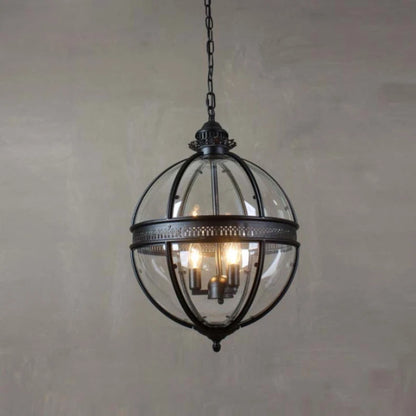 Vintage Wrought Iron Glass Shade Luminaire Fixture
