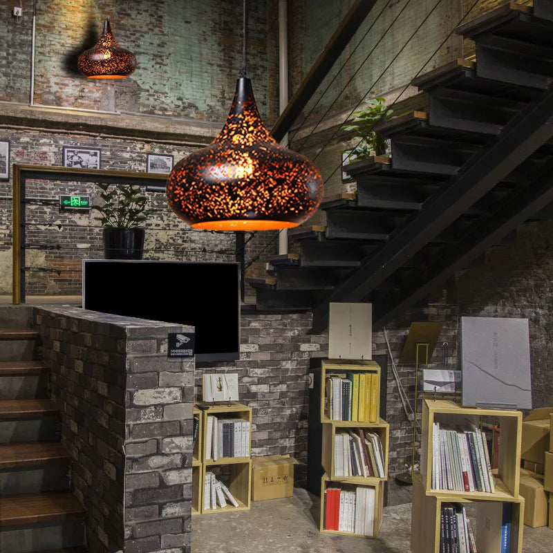 Nordic Porous Retro Etching Pendant Light
