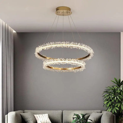 LED Crystal gold ring chandelier