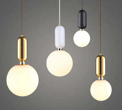 Luces colgantes de diseñador nórdico, lámpara colgante de bola de cristal lechoso para sala de estar, comedor, lámparas de habitación, lámpara colgante de suspensión creativa