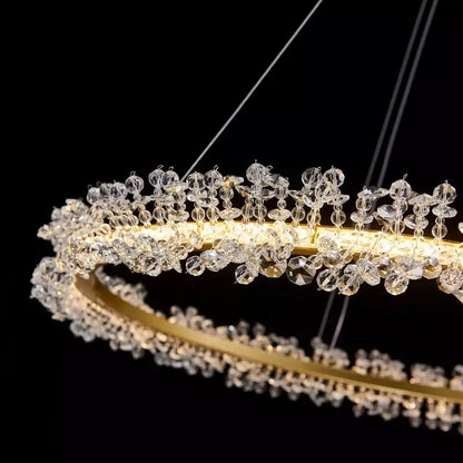 LED Crystal gold ring chandelier