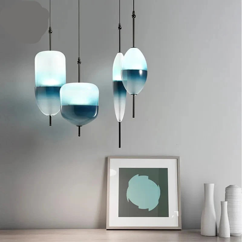 Nordic modern ice blue glass pendant light