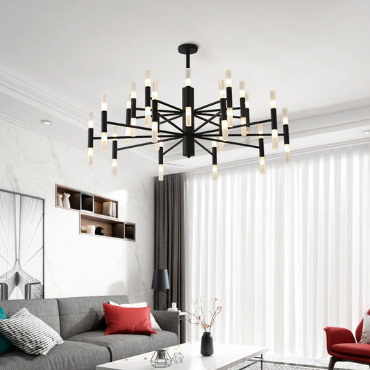 Arañas LED moderno, accesorios colgantes de pared de lujo dorados y negros para dormitorio, luminaria para comedor, sala de estar, lámpara de restaurante