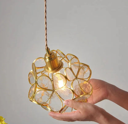 Flower Glass Copper Pendant Lighting