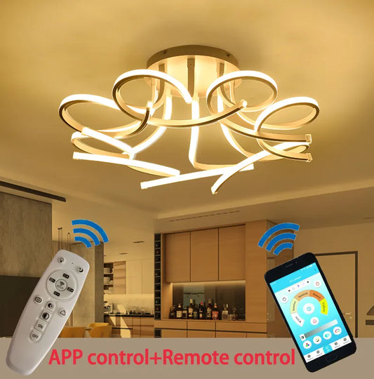 Luces de techo Led acrílicas modernas, lámpara de techo LED artística con aplicación remota para sala de estar, dormitorio, decoración del hogar, lampadario