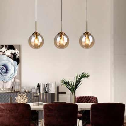 Single head Glass sphere/w ring pendant light