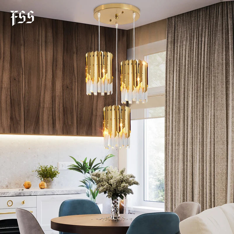 Gold Crystal Small Round Chandelier Lighting