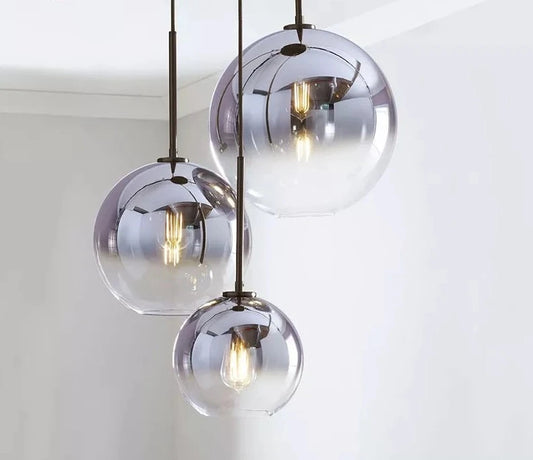 Lámpara colgante de cristal nórdica moderna LED E27 color degradado lámpara colgante creativa para el hogar dormitorio sala de estar restaurante tienda
