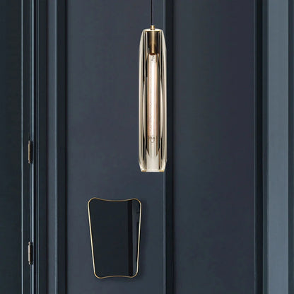 Lámpara colgante de cristal de lujo, luz postmoderna totalmente de cobre, para dormitorio, mesita de noche, sala de estar, comedor, mesa de bar, lámpara colgante de un solo cabezal