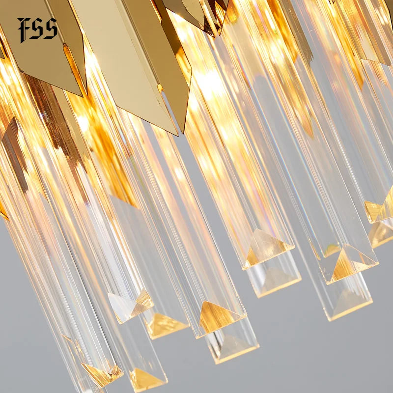 Gold Crystal Small Round Chandelier Lighting