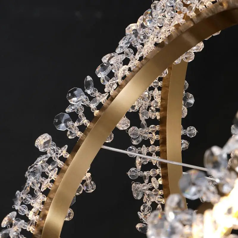 LED Crystal gold ring chandelier