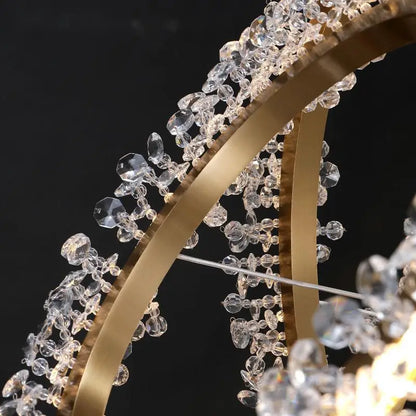 LED Crystal gold ring chandelier