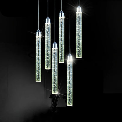 Lámpara colgante led moderna minimalista burbuja K9 luces colgantes de cristal comedor cilindro tubo largo luces colgantes techo alto