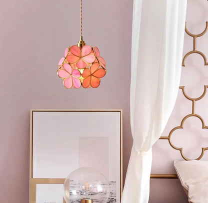 Flower Glass Copper Pendant Lighting