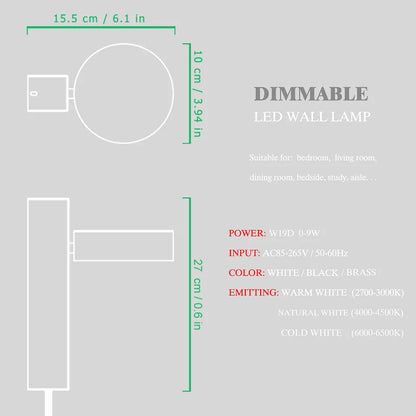 LED rotational dimmable led sconce