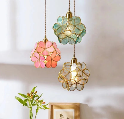 Flower Glass Copper Pendant Lighting
