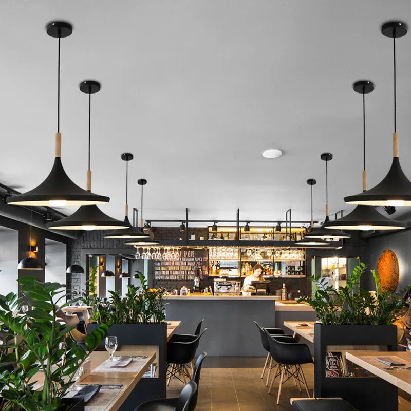 Lámpara nórdica moderna de aluminio, luces colgantes de madera, accesorios de iluminación decorativos para sala de estar, mesa de comedor y mesita de noche