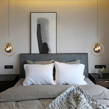 Single head Glass sphere/w ring pendant light