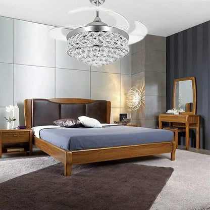 LED Retractable Crystal fan light