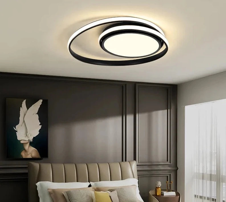 Luces de techo modernas, lámpara LED para sala de estar, dormitorio, sala de estudio, lámpara de techo montada en superficie de color blanco y negro, AC85-265V decorativa
