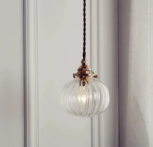 Copper line Glass Ball Pendant Light