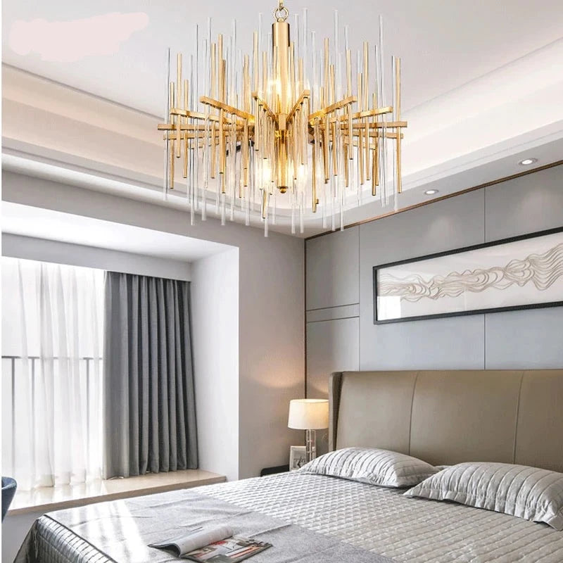 Luxury golden round stainless chandeliers lighting