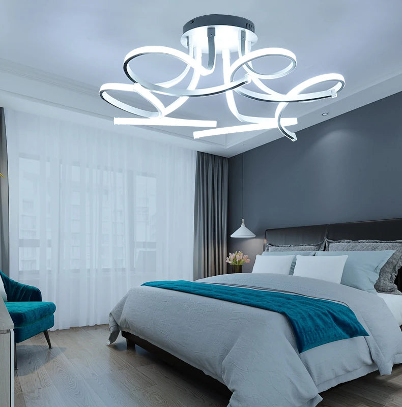 Luces de techo Led acrílicas modernas, lámpara de techo LED artística con aplicación remota para sala de estar, dormitorio, decoración del hogar, lampadario