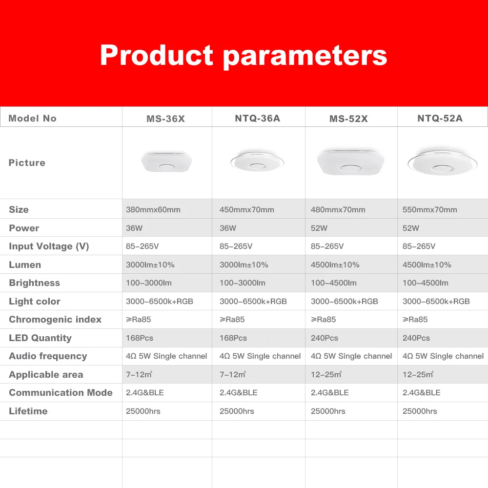 OFFDARKS luces de techo LED modernas iluminación del hogar 36W 48W 52W 72W APP Bluetooth música luz lámparas de dormitorio lámpara de techo inteligente