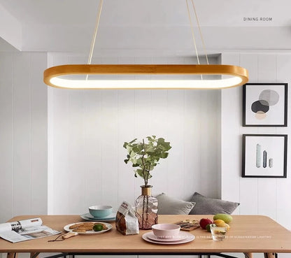 Lámpara colgante de madera LED, lámpara colgante de comedor de estilo moderno para sala de estar/dormitorio/luz de oficina de estudio