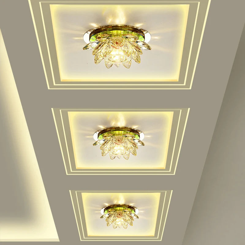 Pumpkin Lotus Crystal LED Ceiling Light