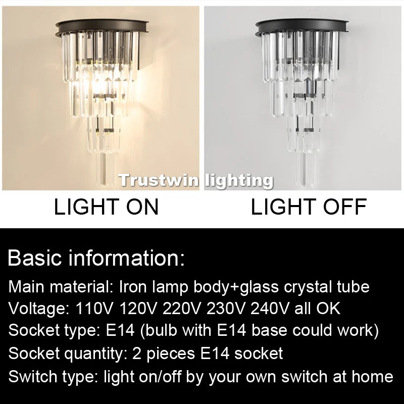 American  LED iron glass crystal scones light