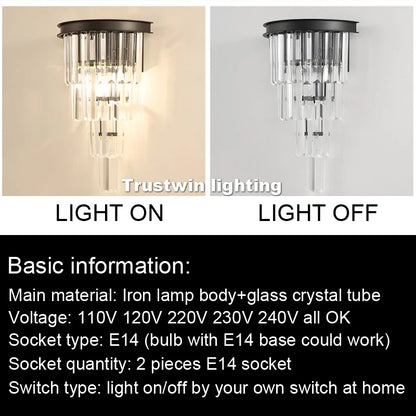 American  LED iron glass crystal scones light