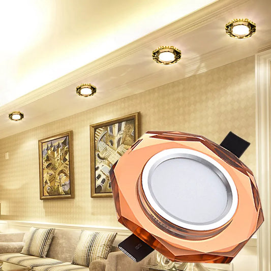 Lámpara de techo de cristal moderna, 3W, AC90-260V, lámpara LED de cristal europea, luz para pasillo, porche, iluminación de salón, lámpara de esquina