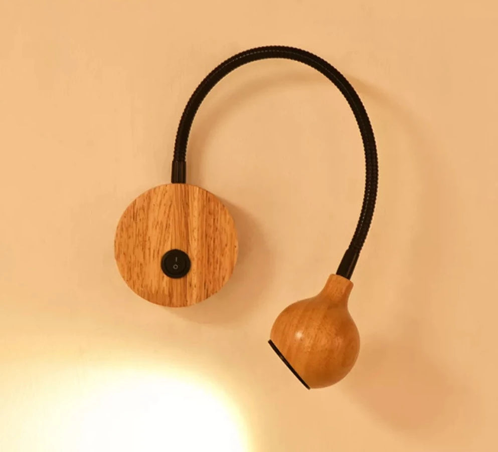 Led Adjustable wood Knob Switch Bedside Reading Light