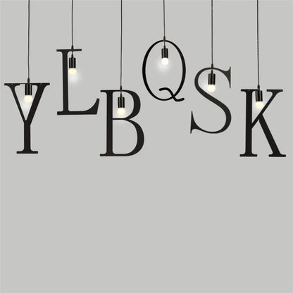 Feiemfeiyou AZ palabras personaje musical e27 lámpara colgante Led negra creativa para Bar dormitorio librería iluminación colgante